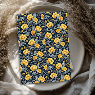 William Morris inspirierte Gelbblüten und Marinebl Seidenpapier