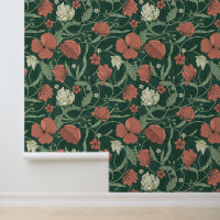 William Morris Inspirierte Green Red Botanical Flo