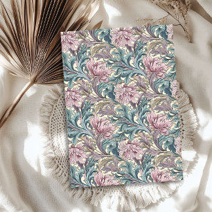 William Morris inspirierte helles lila Pastellgrün Seidenpapier