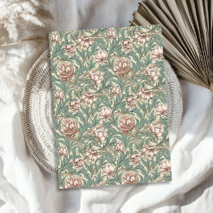William Morris inspirierte hellrosa pastellgrün Seidenpapier