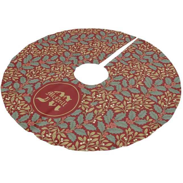 William Morris Inspirierte Holly & Mistletoe Polyester Weihnachtsbaumdecke (Schrägansicht)