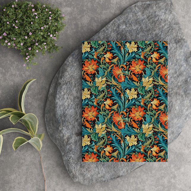 William Morris inspirierte Kupferpastellgelb Seidenpapier (William Morris inspired copper pastel blue yellow Tissue Paper)