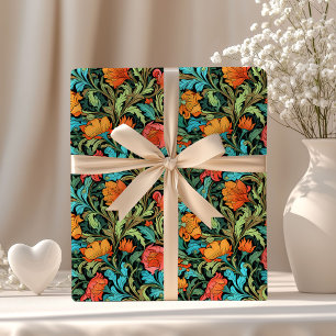 William Morris inspirierte lebendige, farbenfrohe Geschenkpapier
