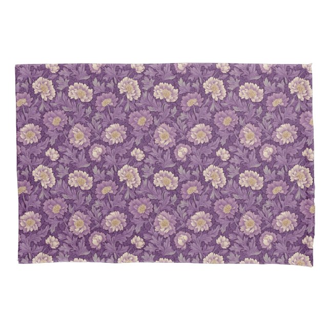 William Morris Inspirierte Lila Blumenmuster Kissenbezug (Vorderseite)
