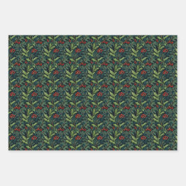 William Morris Inspirierte Red Holly Berry Christm Geschenkpapier Set