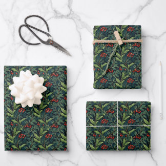 William Morris Inspirierte Red Holly Berry Christm Geschenkpapier Set