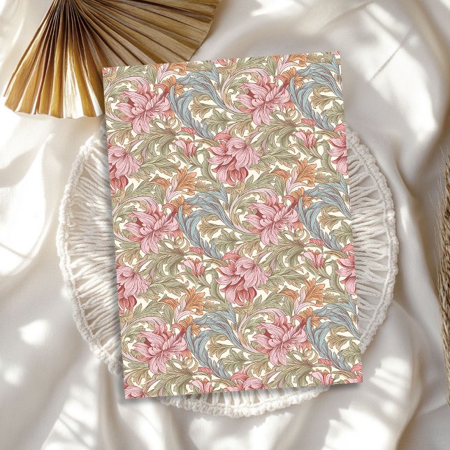 William Morris inspirierte Rosa-Blau Seidenpapier (William Morris inspired blush pink sage green blue Tissue Paper)