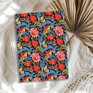 William Morris inspirierte Rosa-Blau-Wein Seidenpapier
