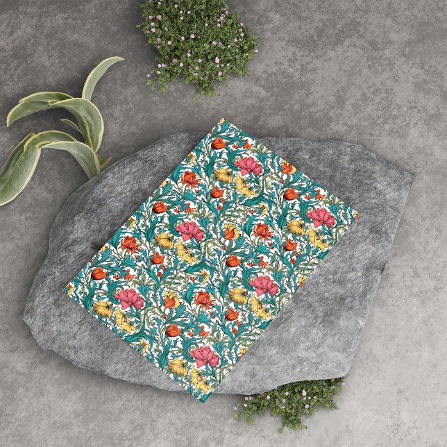 William Morris inspirierte rosa gelbes Kupfer Seidenpapier (William Morris inspired pink yellow copper blue Tissue Paper)