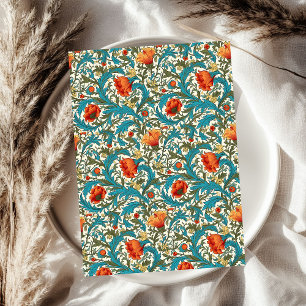 William Morris inspirierte Terracotta Pastellblau Seidenpapier