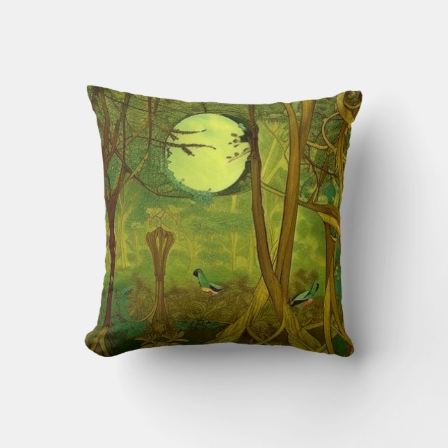William Morris Inspirierte Wald mit Vogelschutz-Hü Kissen (Vorderseite)