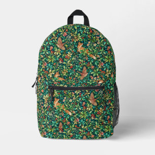 William Morris inspirierter Fuchs und Fasan Bedruckter Rucksack