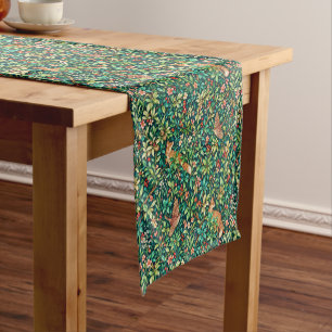 William Morris inspirierter Fuchs und Fasan Kurzer Tischläufer