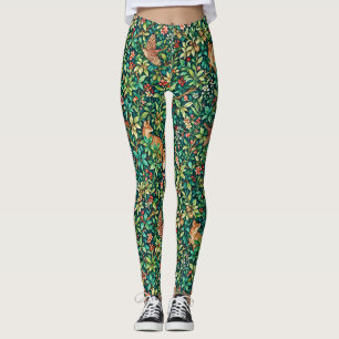 William Morris inspirierter Fuchs und Fasan Leggings