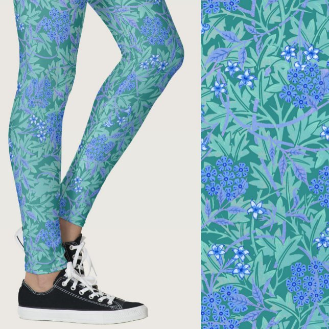 William Morris inspiriertes blaues Blumenmuster Leggings (Von Creator hochgeladen)