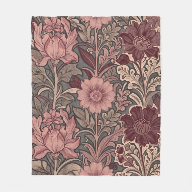 William Morris inspiriertes Blumenmuster Fleecedecke (Vorderseite)