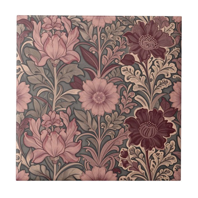 William Morris inspiriertes Blumenmuster Fliese (Vorderseite)