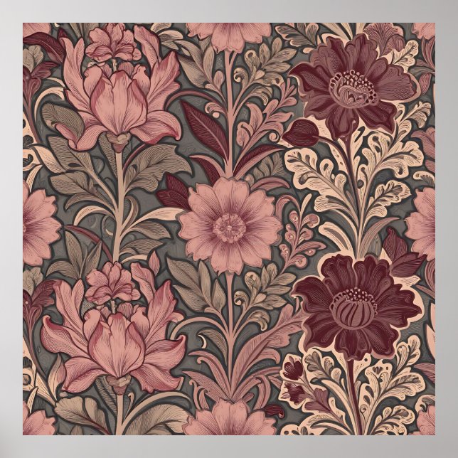 William Morris inspiriertes Blumenmuster Poster (Vorne)