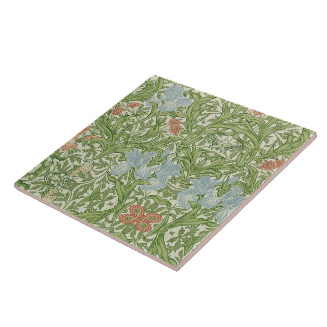 William Morris Iris Blume Foliage Birds Blue Fliese (Seite)