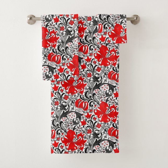 William Morris Iris et Lily, noir, blanc et rouge (En situation)