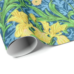William Morris-Iris, Gelb und Kobalt-Blau Geschenkpapier