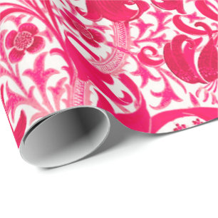 William Morris-Iris und Lilie, Fuchsien-Rosa Geschenkpapier