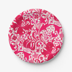 William Morris-Iris und Lilie, Fuchsien-Rosa Pappteller