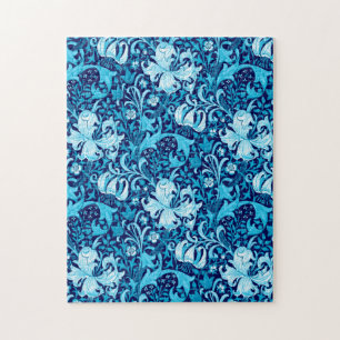 William Morris Iris und Lilie, Indigo Blau und Wei