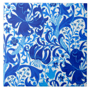 William Morris Iris und Lilie, Kobaltblau Fliese