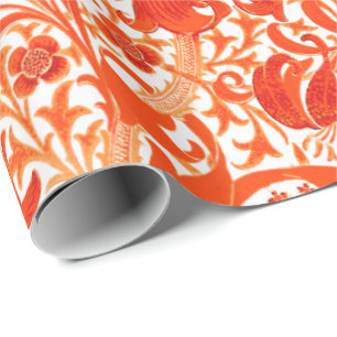 William Morris-Iris und Lilie, Mandarine Geschenkpapier
