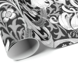 William Morris Iris und Lilie, Schwarz und Weiß Geschenkpapier