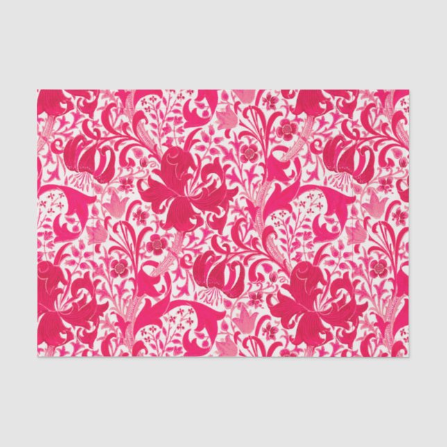 William Morris Iris und Lily, Fuchsia Pink Seidenpapier (Vorderseite)