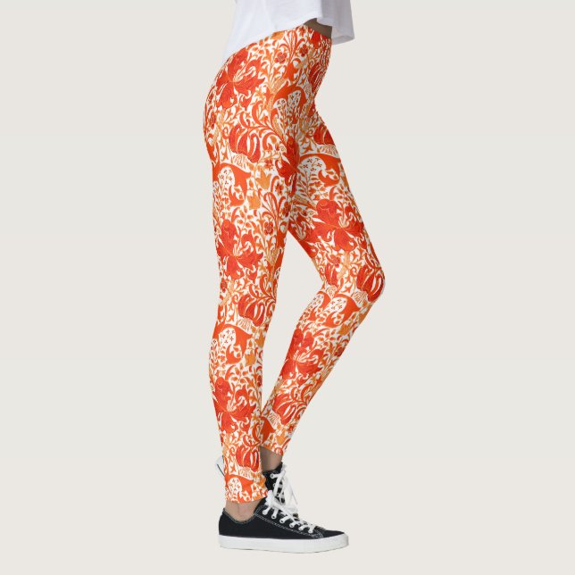 William Morris Iris und Lily, Mandarin Orange Leggings (Rechts)