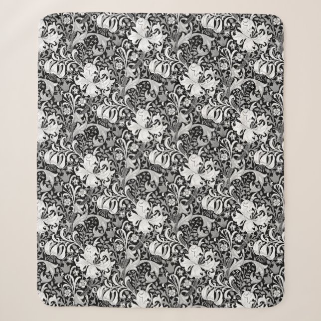William Morris Iris und Lily, Schwarz und Weiß Sherpadecke (Vorderseite)