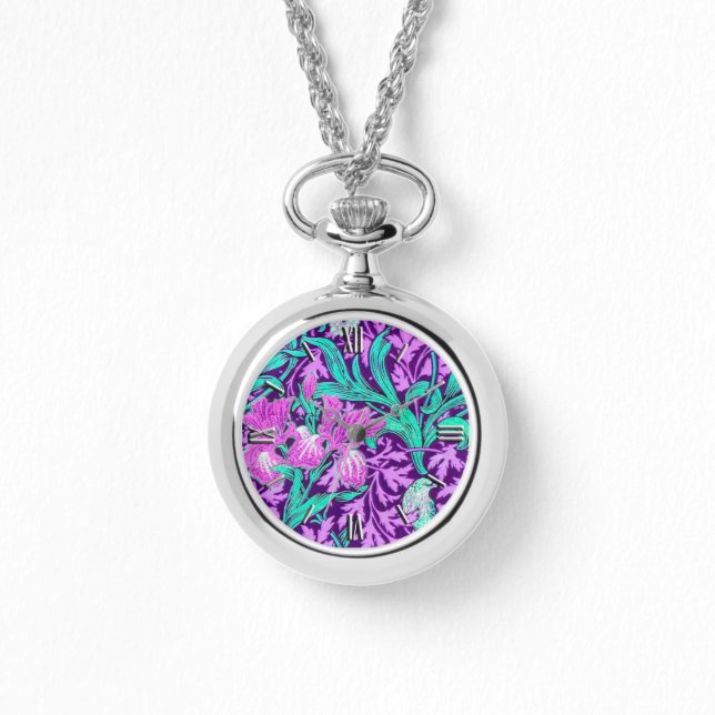 William Morris Irises, Amethyst Lila Armbanduhr (Vorderseite)