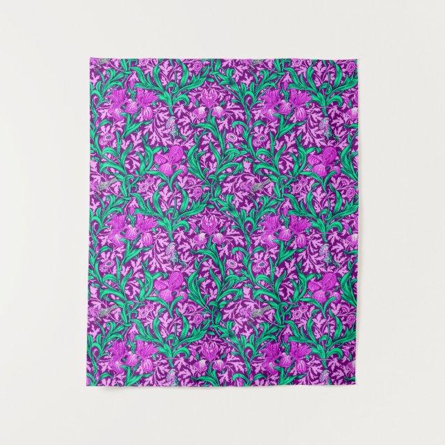 William Morris Irises, Amethyst Lila Wandteppich (Vorderseite)