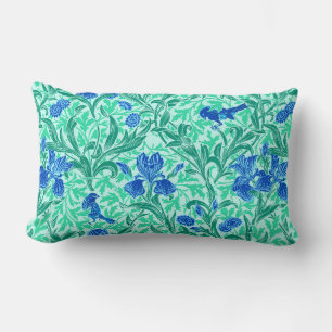 William Morris Irises, Cobalt Blue, Aqua und Aquam Lendenkissen