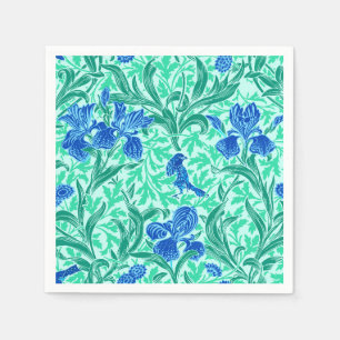 William Morris Irises, Cobalt Blue, Aqua und Aquam Serviette