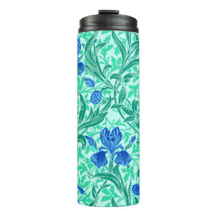 William Morris Irises, Cobalt Blue, Aqua und Aquam Thermosbecher