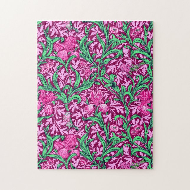 William Morris Irises, Fuchsia Pink und Wein (Vertikal)