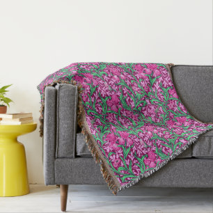 William Morris Irises, Fuchsia Pink und Wein Decke