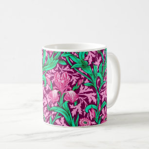 William Morris Irises, Fuchsia Pink und Wein Kaffeetasse