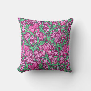 William Morris Irises, Fuchsia Pink und Wein Kissen