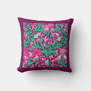 William Morris Irises, Fuchsia Pink und Wein Kissen