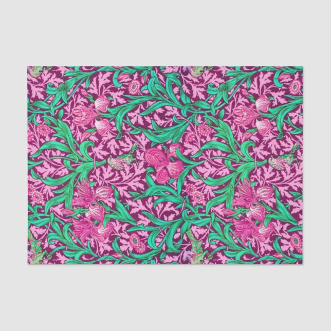 William Morris Irises, Fuchsia Pink und Wein Seidenpapier (Vorderseite)