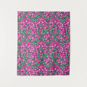 William Morris Irises, Fuchsia Pink und Wein Wandteppich