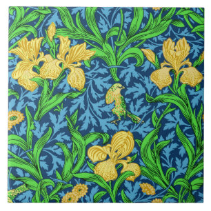 William Morris Irises, Gelb und Cobalt Blue Fliese