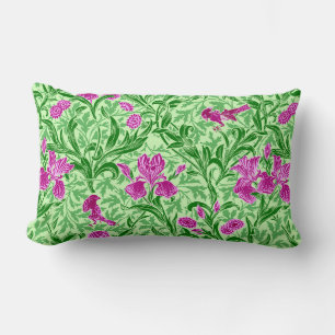 William Morris Irises, Green, Magenta und Orchid Lendenkissen