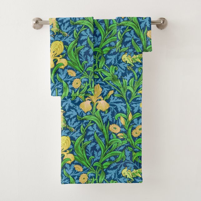 William Morris Irises, jaune et bleu de cobalt (En situation)