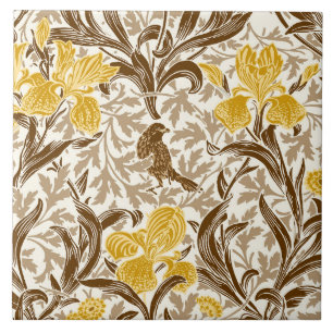 William Morris Irises, Mustard Gold, Brown & Beige Fliese